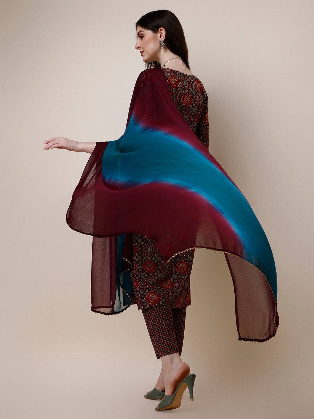 Printed Kurta With Pant & Dupatta Set, Multicolor - Hiral Fashion - Distacart