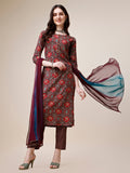 Printed Kurta With Pant & Dupatta Set, Multicolor - Hiral Fashion - Distacart