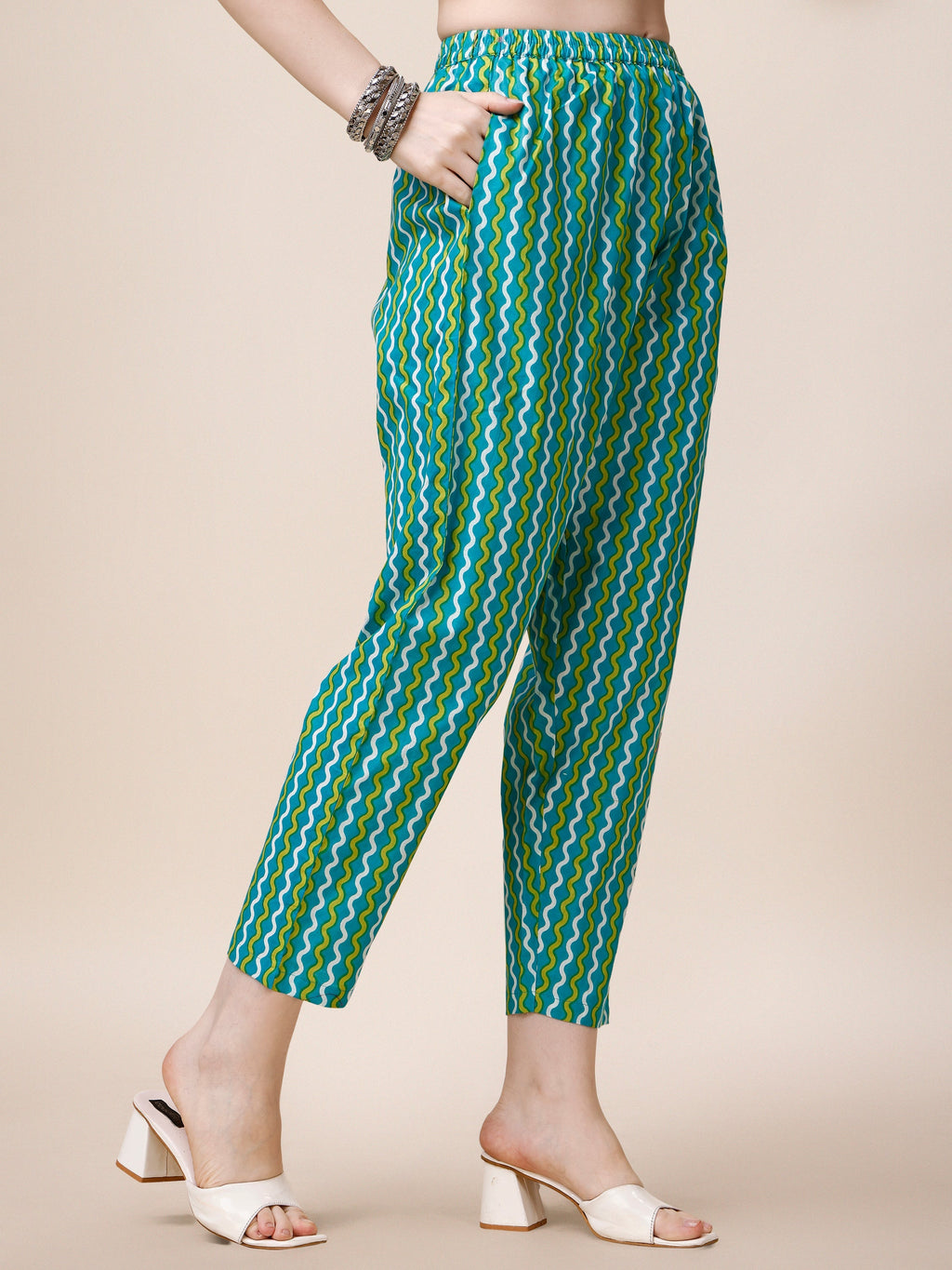 Block Printed Cotton Kurta With Pant And Dupatta Set, Multicolor - Hiral Fashion - Distacart
