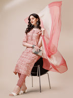 Printed Kurta With Pant And Dupatta Set, Multicolor - Hiral Fashion - Distacart