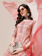Printed Kurta With Pant And Dupatta Set, Multicolor - Hiral Fashion - Distacart