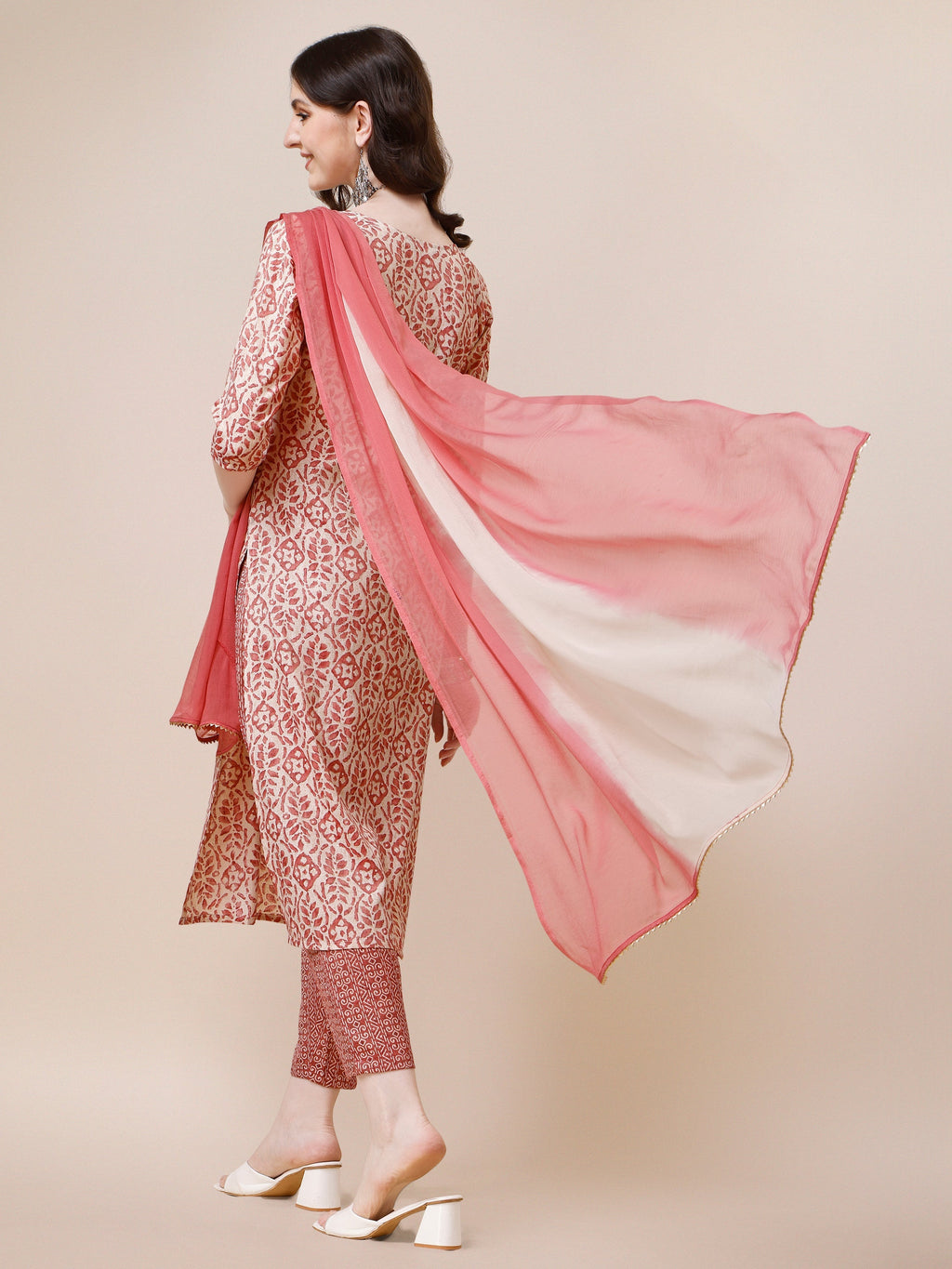 Printed Kurta With Pant And Dupatta Set, Multicolor - Hiral Fashion - Distacart