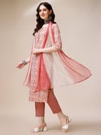Printed Kurta With Pant And Dupatta Set, Multicolor - Hiral Fashion - Distacart