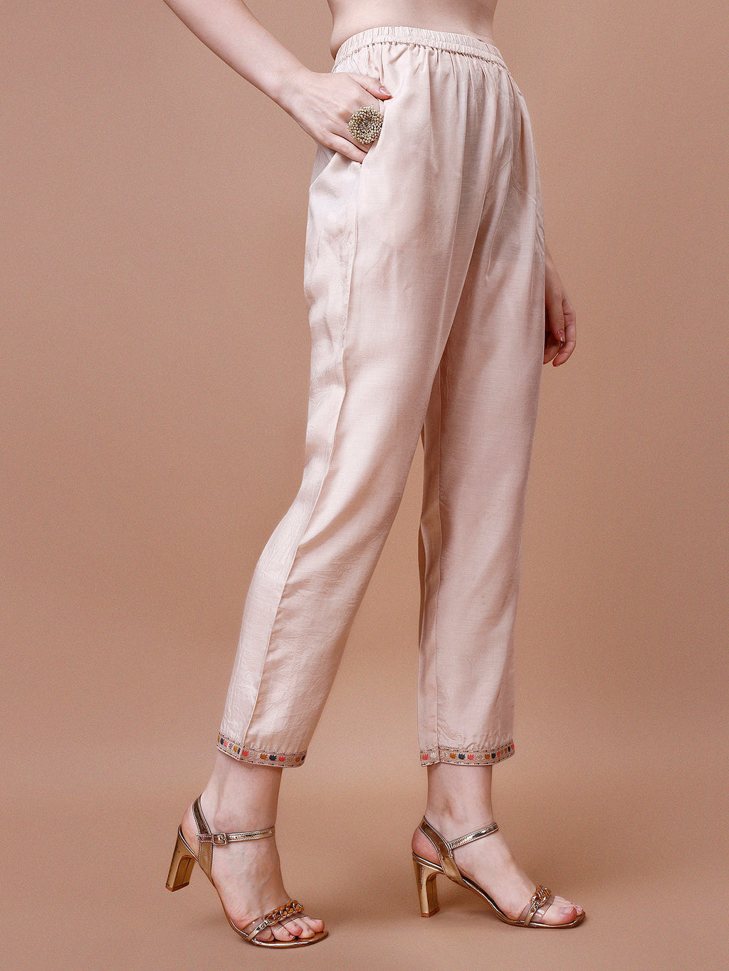 Pure Muslin Banarasi Jacquard Kurta Trousers & Dupatta, Multicolor - Hiral Fashion - Distacart