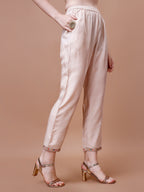 Pure Muslin Banarasi Jacquard Kurta Trousers & Dupatta, Multicolor - Hiral Fashion - Distacart
