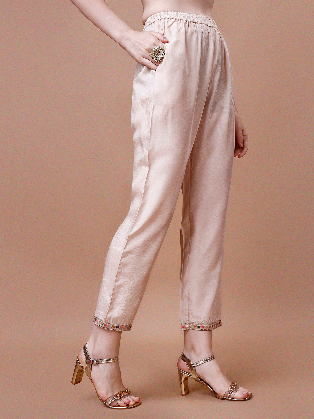 Pure Muslin Banarasi Jacquard Kurta Trousers & Dupatta, Multicolor - Hiral Fashion - Distacart