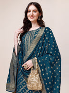 Pure Maslin Jacquard Kurta With Pant And Dupatta Set, Multicolor - Hiral Fashion - Distacart