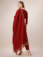 Pure Maslin Jacquard Kurta With Pant And Dupatta Set, Multicolor - Hiral Fashion - Distacart