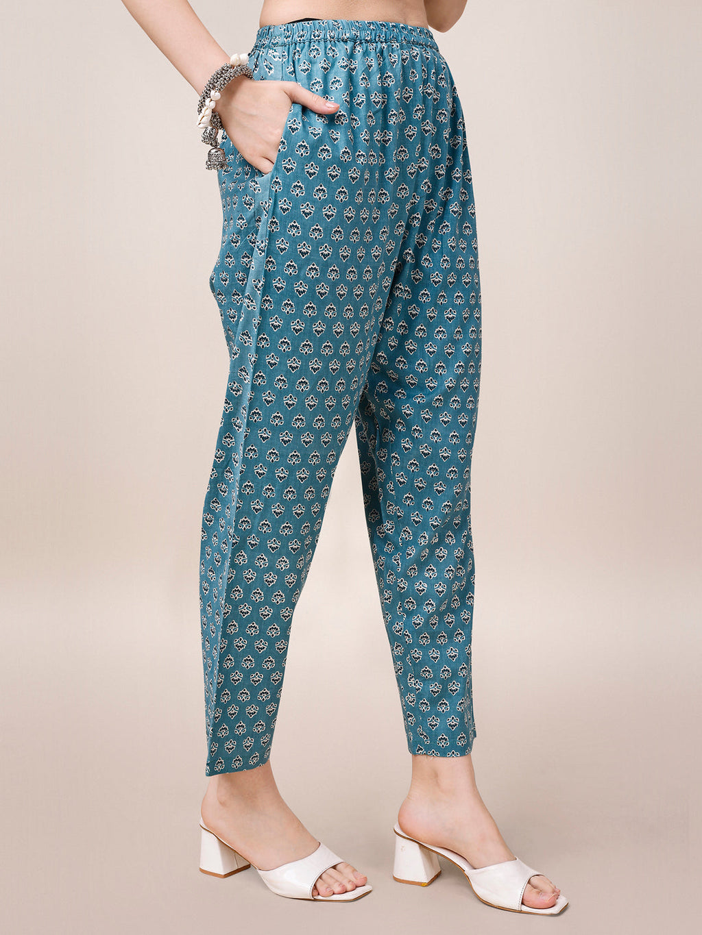 Embroidered & Paisley Printed Cotton Kurta With Pant & Dupatta, Multicolor - Hiral Fashion - Distacart