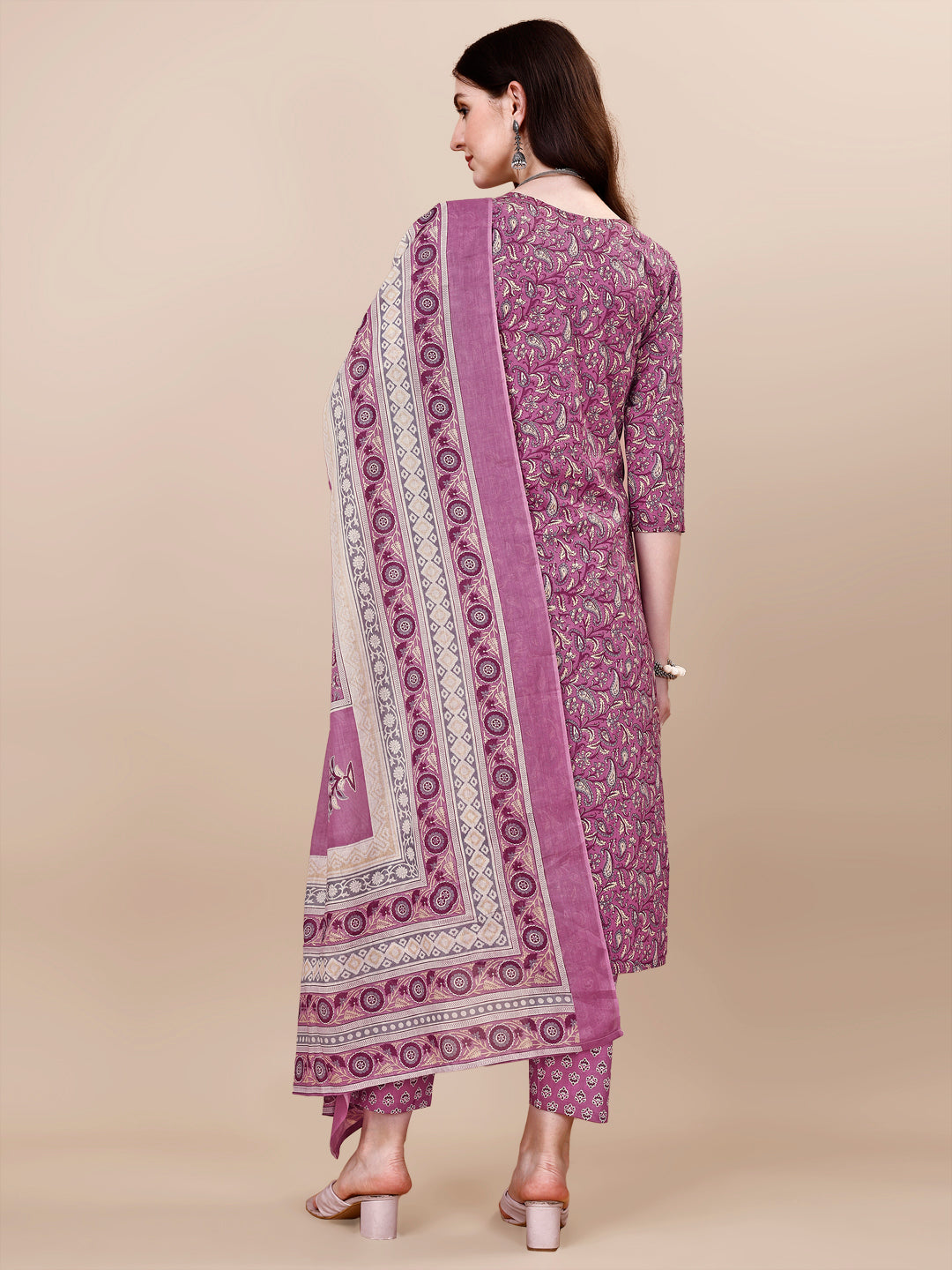 Printed & Embroidered Kurta With Pant & Dupatta Set, Multicolor - Hiral Fashion - Distacart