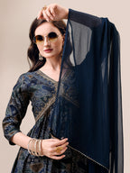 Alia Cut Printed & Embroidered Kurta With Pant & Dupatta Set, Multicolor - Hiral Fashion - Distacart