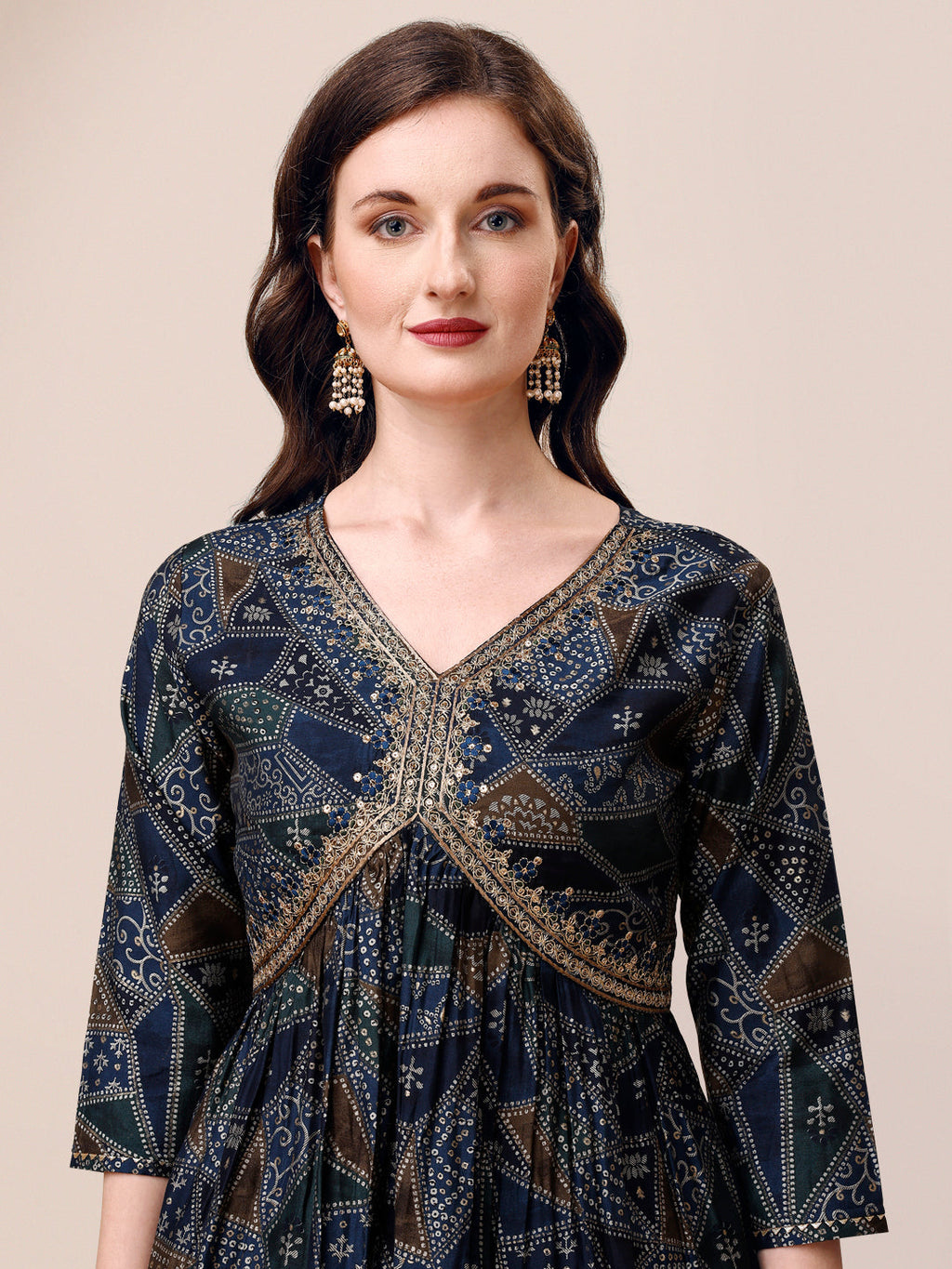 Alia Cut Printed & Embroidered Kurta With Pant & Dupatta Set, Multicolor - Hiral Fashion - Distacart