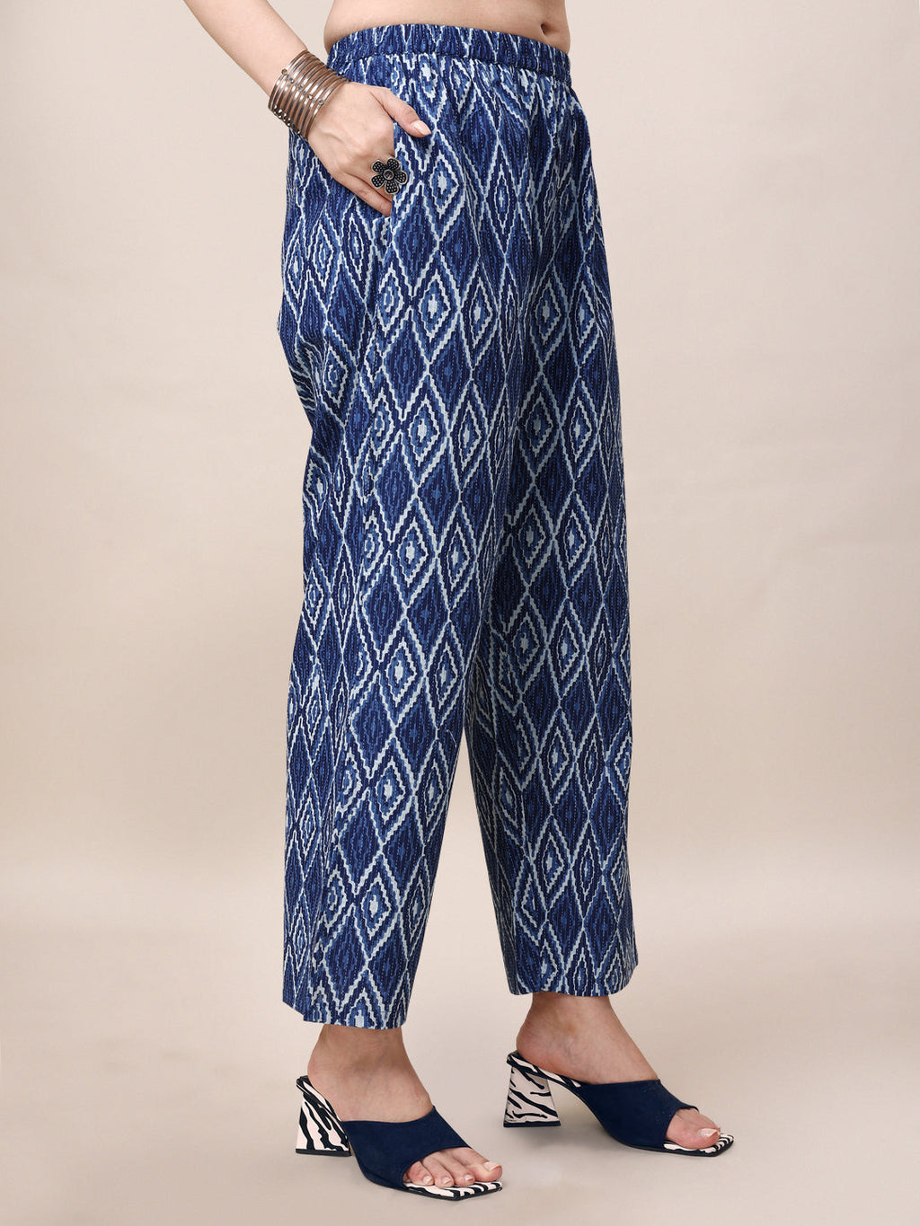 Printed Collar Kurta With Pant Co-Ordset, Multicolor - Hiral Fashion - Distacart