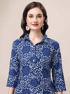 Printed Collar Kurta With Pant Co-Ordset, Multicolor - Hiral Fashion - Distacart