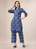Printed Collar Kurta With Pant Co-Ordset, Multicolor - Hiral Fashion - Distacart