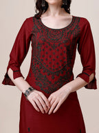 Embroidered Kurta With Pant And Dupatta Set, Multicolor - Hiral Fashion - Distacart