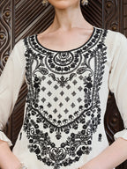 Embroidered Kurta With Pant And Dupatta Set, Multicolor - Hiral Fashion - Distacart