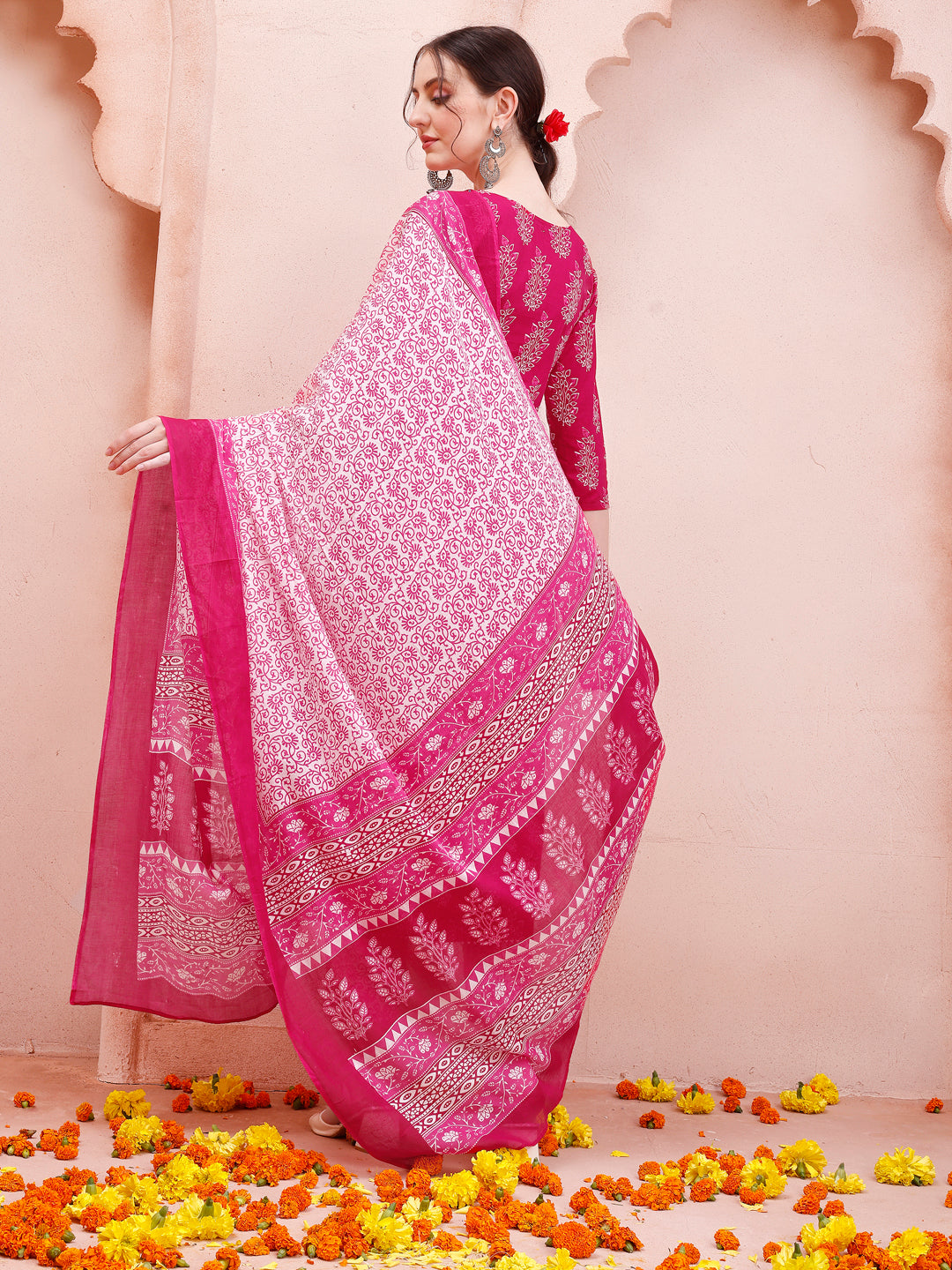 Angarakha Style Anarkali Printed Kurta With Pant And Dupatta Set, Multicolor - Hiral Fashion - Distacart
