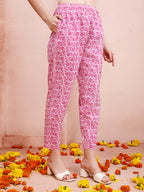 Angarakha Style Anarkali Printed Kurta With Pant And Dupatta Set, Multicolor - Hiral Fashion - Distacart