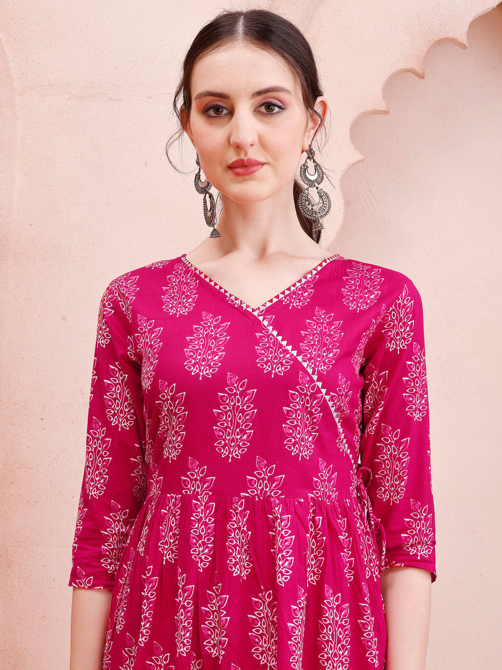 Angarakha Style Anarkali Printed Kurta With Pant And Dupatta Set, Multicolor - Hiral Fashion - Distacart