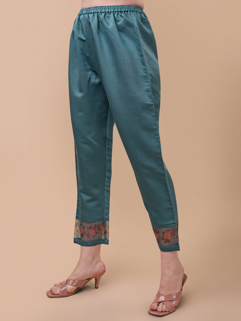 Hand Embroidered Kurta With Pant & Organza Printed Dupatta, Multicolor - Hiral Fashion - Distacart