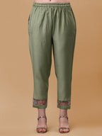 Hand Embroidered Kurta With Pant & Organza Printed Dupatta, Multicolor - Hiral Fashion - Distacart