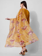 Hand Embroidered Kurta With Pant And Organza Dupatta Set, Multicolor - Hiral Fashion - Distacart