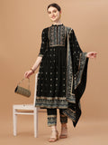 Nyra Cut Foil Printed & Hand Embroidered Kurta With Pant & Dupatta, Multicolor - Hiral Fashion - Distacart