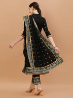 Nyra Cut Foil Printed & Hand Embroidered Kurta With Pant & Dupatta, Multicolor - Hiral Fashion - Distacart