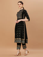 Nyra Cut Foil Printed & Hand Embroidered Kurta With Pant & Dupatta, Multicolor - Hiral Fashion - Distacart