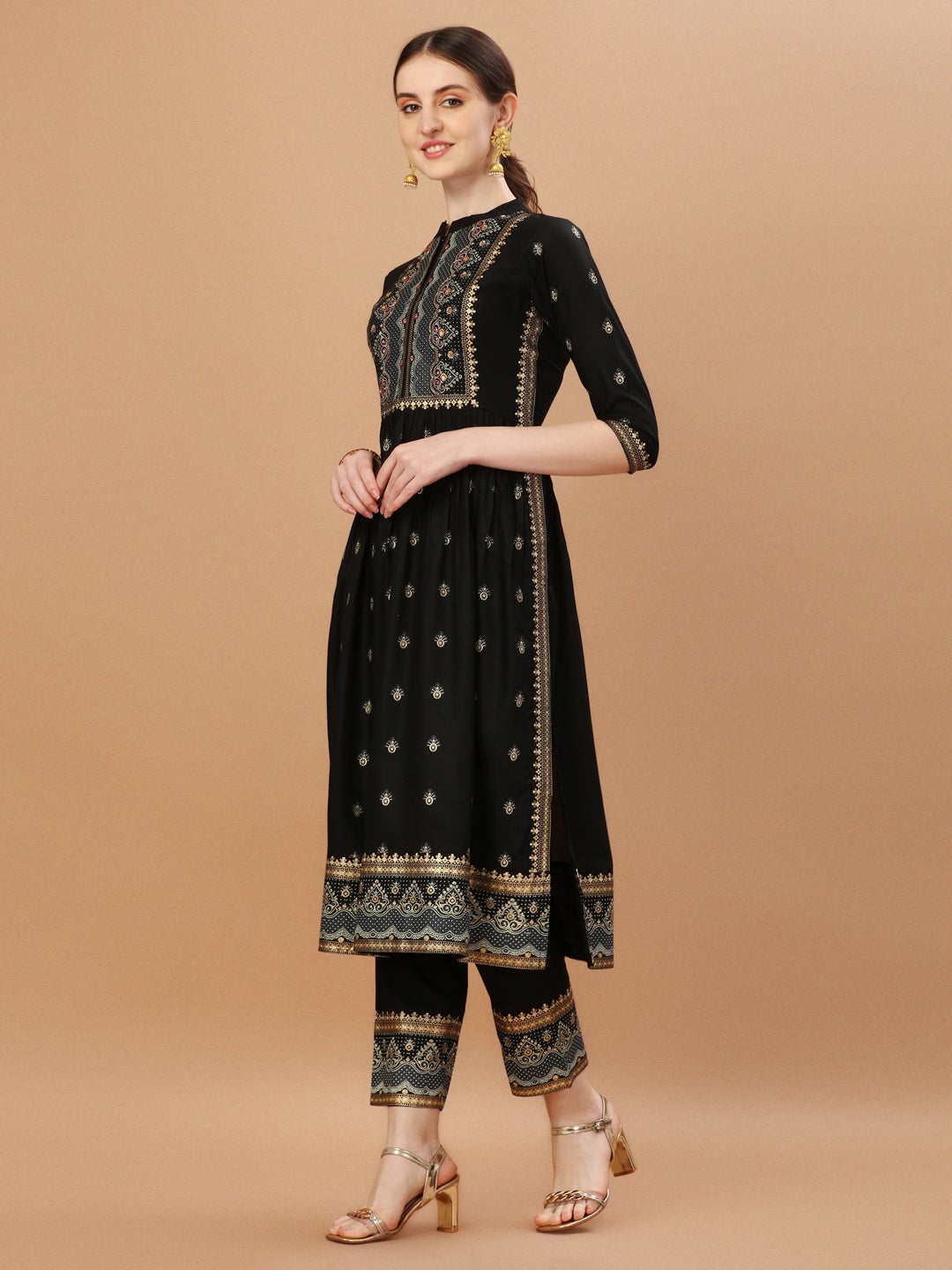 Nyra Cut Foil Printed & Hand Embroidered Kurta With Pant & Dupatta, Multicolor - Hiral Fashion - Distacart