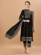 Nyra Cut Foil Printed & Hand Embroidered Kurta With Pant & Dupatta, Multicolor - Hiral Fashion - Distacart