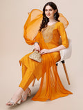 Embroidered Cotton Kurta With Pant And Dupatta Set, Multicolor - Hiral Fashion - Distacart