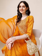 Embroidered Cotton Kurta With Pant And Dupatta Set, Multicolor - Hiral Fashion - Distacart