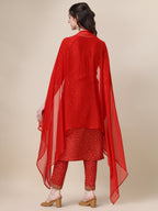 Embroidered Kurta With Pant And Dupatta Set, Multicolor - Hiral Fashion - Distacart