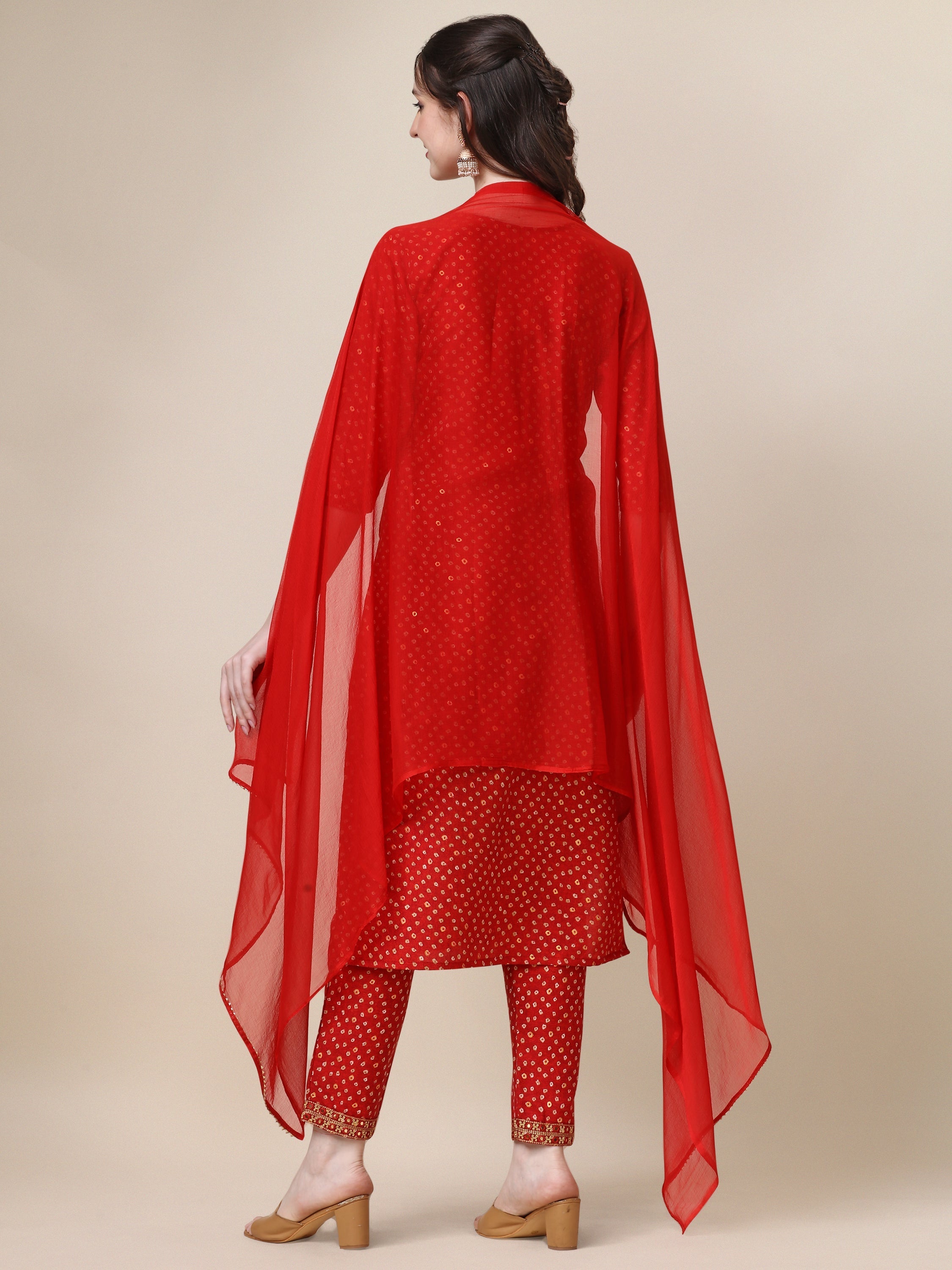 Embroidered Kurta With Pant And Dupatta Set, Multicolor - Hiral Fashion - Distacart