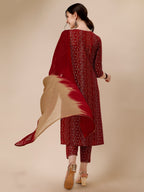 Bandhni Printed & Embroidered Kurta With Pant And Dupatta Set, Multicolor - Hiral Fashion - Distacart