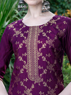 Pure Muslin Jacquard Banarasi Kurta With Pant & Dupatta Premium, Multicolor - Hiral Fashion - Distacart