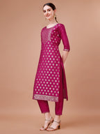Pure Muslin Jacquard Kurta With Pant And Dupatta Set Premium, Multicolor - Hiral Fashion - Distacart