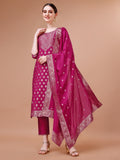 Pure Muslin Jacquard Kurta With Pant And Dupatta Set Premium, Multicolor - Hiral Fashion - Distacart