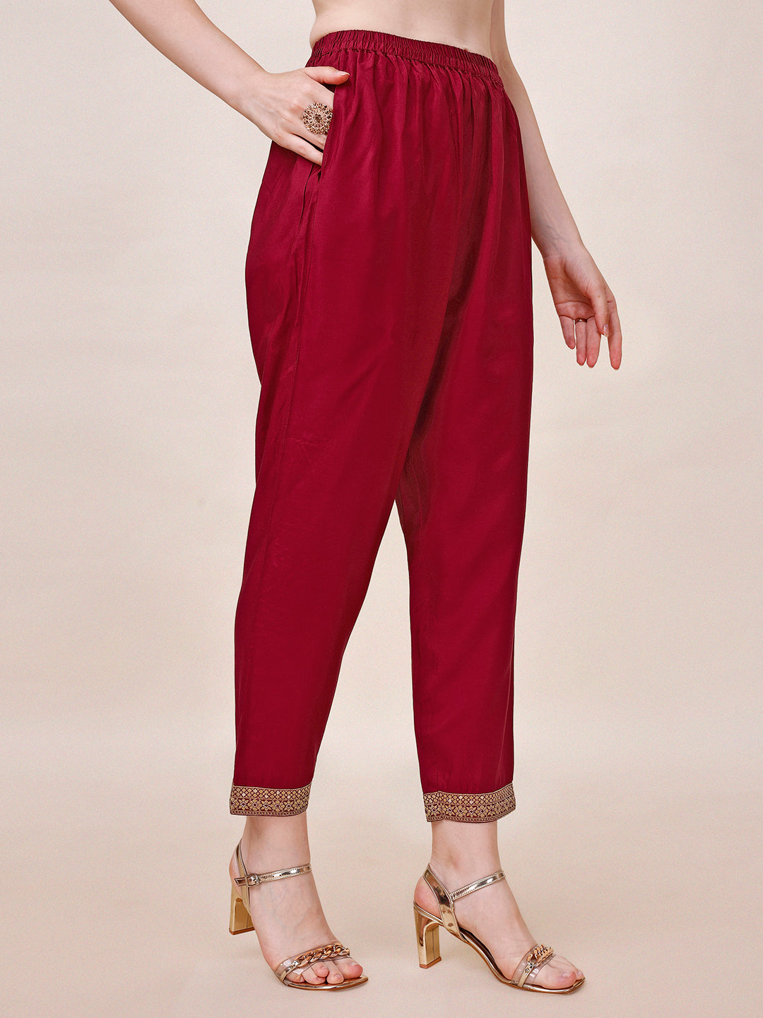 Pure Muslin Banarasi Jacquard Premium Kurta Trousers & Dupatta, Multicolor - Hiral Fashion - Distacart