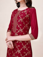 Pure Muslin Banarasi Jacquard Premium Kurta Trousers & Dupatta, Multicolor - Hiral Fashion - Distacart