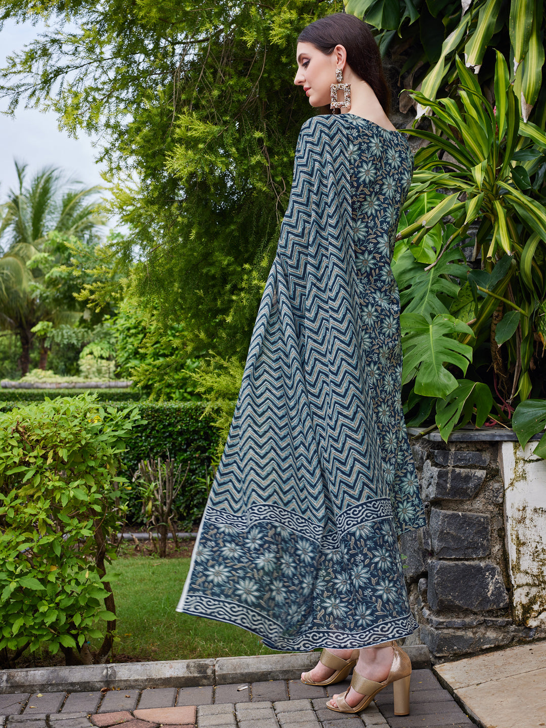 Floral Printed Kurta With Pant & Dupatta Set, Multicolor - Hiral Fashion - Distacart