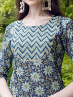 Floral Printed Kurta With Pant & Dupatta Set, Multicolor - Hiral Fashion - Distacart