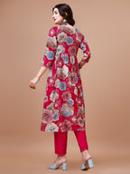 Alia Cut Floral Printed & Embroidered Rayon Kurta With Pant & Dupatta, Multicolor - Hiral Fashion - Distacart