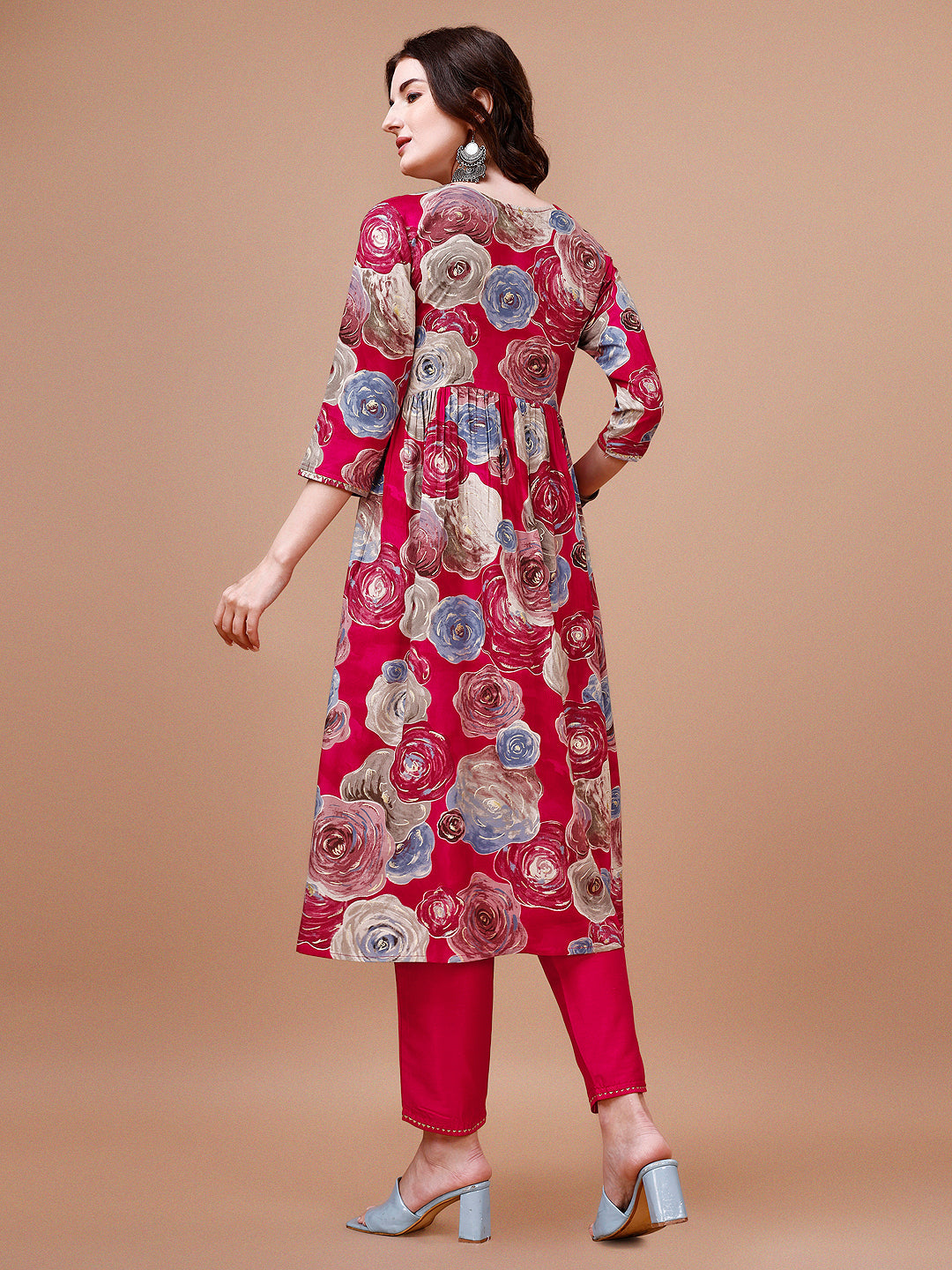 Alia Cut Floral Printed & Embroidered Rayon Kurta With Pant & Dupatta, Multicolor - Hiral Fashion - Distacart