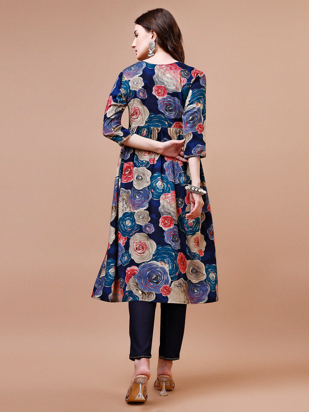 Alia Cut Floral Printed & Embroidered Rayon Kurta With Pant & Dupatta, Multicolor - Hiral Fashion - Distacart