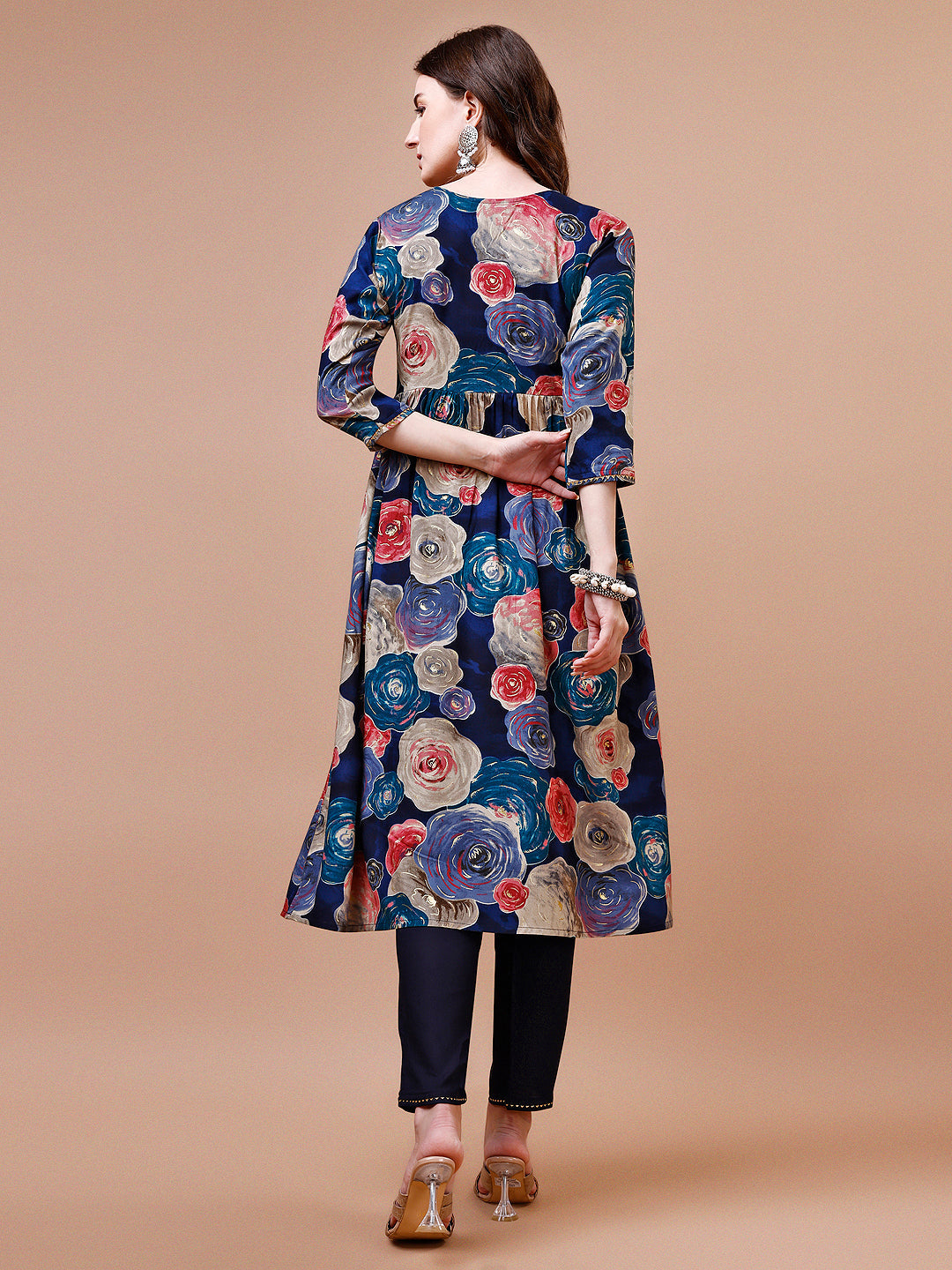 Alia Cut Floral Printed & Embroidered Rayon Kurta With Pant & Dupatta, Multicolor - Hiral Fashion - Distacart