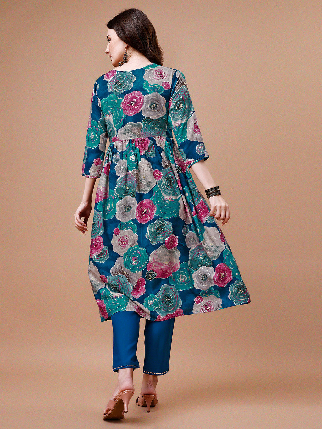 Alia Cut Floral Printed & Embroidered Rayon Kurta With Pant & Dupatta, Multicolor - Hiral Fashion - Distacart