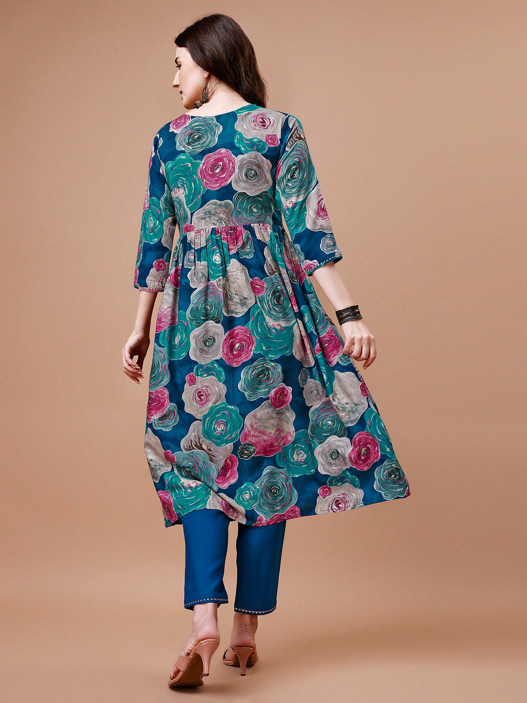 Alia Cut Floral Printed & Embroidered Rayon Kurta With Pant & Dupatta, Multicolor - Hiral Fashion - Distacart